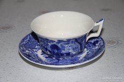 Antik angol kék-fehér teás csésze alátéttel