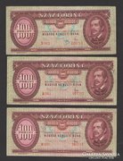 100 forint 1968. 3 darab !!!