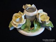 Herendi porcelán virágos gyertytartó