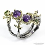 57 And genuine amethyst is a unique 2-tone 925 silver ring