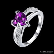 Gyűrű, szív alakú lila kővel 8-as ÚJ!