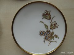Porcelán süteményes tányérok tulipán mintával, Krautheim Bavaria