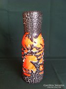 Retro fekete-narancs iparművész kerámia váza 27 cm