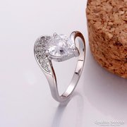 Silver-plated Ring with White Stone Size 8 NEW!