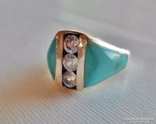 Szép régi chanel tipusú türkizköves ezüst gyűrű 