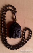 Obszidián Buddha nyakék, amulett, meditáció