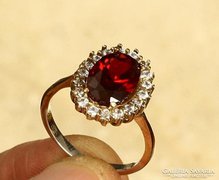 Elbűvölő rubin-, és topáz köves, török ezüst gyűrű