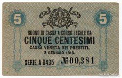 Olaszország osztrák megszállás 5 centesimi, 1918