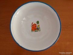 Zománcozott fém tányér tálka Bonyhád 18 cm