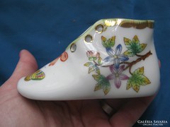 Régi herendi porcelán Viktória mintás kiscipő/cipő dísztárgy