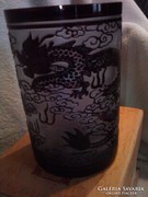 Egyedi kínai Galle tip.savmaratott üveg mécsestaró sárkányos