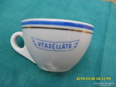 Retro Zsolnay kávés csésze Utasellátó emblémával