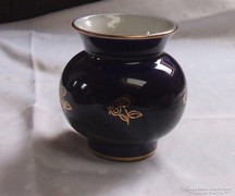 Orosz kék porcelán váza, arany dekorral