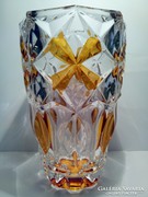 MOST ÁRESÉS!!! Huta Julia mézborostyán mintás kristály váza öblös nehéz ritka minta