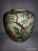 Régi JAPÁN aprólékosan festett jelenetes pocakos váza.