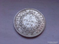 Francia ezüst 5 frank 1873 szép  25 gramm 0,900