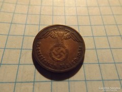 Antik Horogkeresztes érme, 1 Pfennig 1938 " A " !