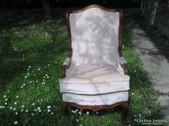 Chippendél barokk puderrózsaszin kárpitú fűles fotel