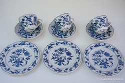 Blue Danube meisseni kék porcelán szett, teáscsészék
