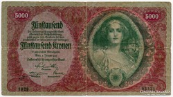 Ausztria 5000 osztrák Korona, 1922, ritka