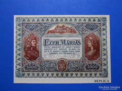 1000 máriás 1922 bankjegy terv vízjeles papíron