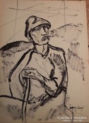 Egry József 1883-1951 ceruza, lavírozott tus, papír
