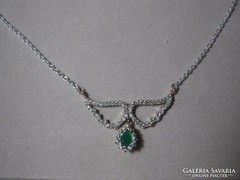 Smaragd és topáz collier, arany ezüst nyakék / nyaklánc