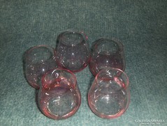 Retro rózsaszín üveg pohár 5 db (pi2)
