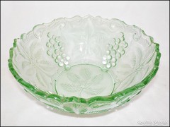 Zöld szőlő mintás üveg tál  