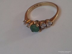 Ezüst Gyűrű / Jade kővel /Aranyozott