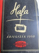 HAFA FÉNYKÉPEZŐGÉP FÉNYKÉP ÁRJEGYZÉK FOTÓZÁS 1940