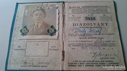 RÉGI CSERKÉSZ IGAZOLVÁNY 1940.