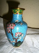 Cloissoné zománc váza 10,5 cm (Rekesz zománc)
