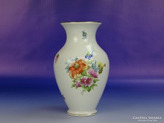 0H199 Régi virágmintás herendi váza 17 cm