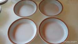 Alföldi Porcelán 8 db narancssárga-barna csíkos mély tányér
