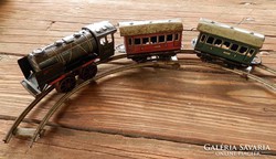Régi lemez játék vonat vagonokkal + sín