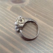 Régi különleges készítésű kos fejes ezüst gyűrű