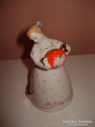 Orosz porcelán macskás hölgy figura