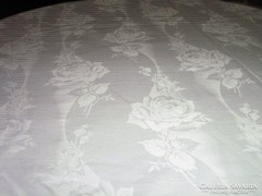 Csodaszép hatalmas vintage fehér rózsás damaszt asztalterítő