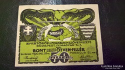 Bp. Amatőrök 50 Fillér 1920,H.AFSZ bélyegzéssel.