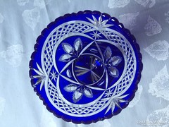 Gyönyörűen csiszolt kék ólomkristály váza