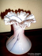 Szecessziós rózsaszínű üveg váza 