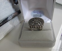 Régi ezüst gyűrű rengeteg markazittal