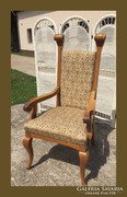 Impozáns trón szék,gyönyörű kárpittal,130cm magas