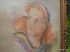 ANTIK NŐI PORTRÉ, PASZTELL, 1930