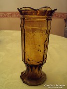 Honey amber colored glass vase