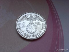 1939 "G"náci ezüst horogkeresztes 2 márka gyönyörű