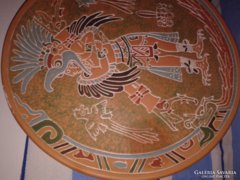 Nagy fali tányér indián kerámia tál cserép fali dísztányér