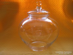 3 l-es fújt gömb üveg tál fedővel 