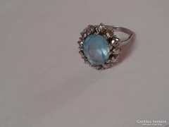 Kék topáz köves régi ezüst gyűrű